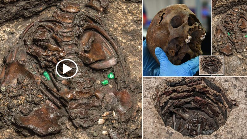 A grim child was discovered in the base of an old Aztec temple