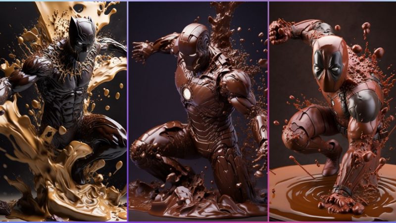 Chocolate Marvel Characters . Made using Midjourney