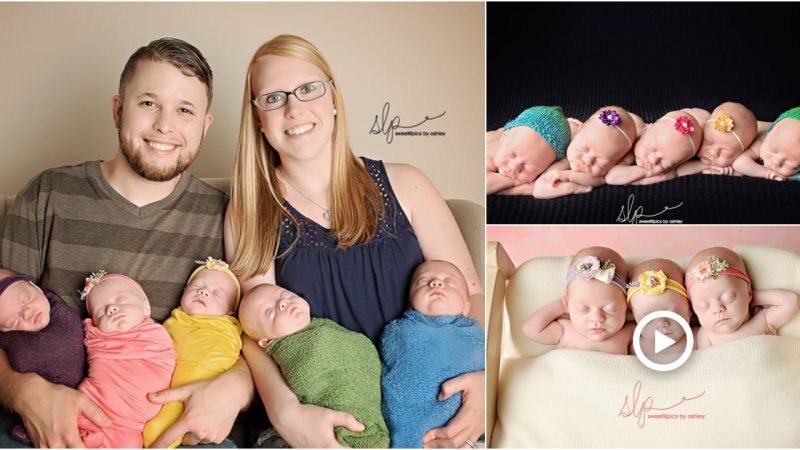 A heartbreaking shot of kids born with six rainbows demonstrates their unusual birth sequence.