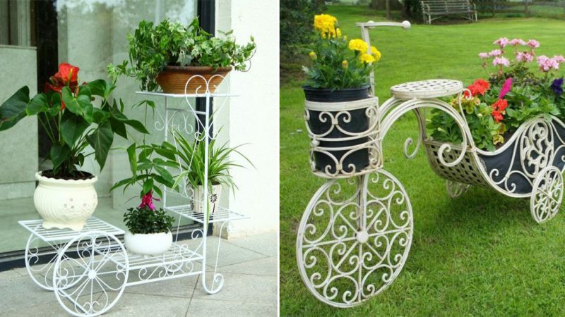 “Transform Your Garden’s Aesthetic with a Metal Flower Basket Rack”