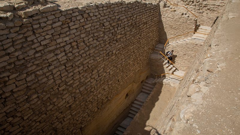 Stairs in the southern part of the 4,700-year old Stepped Pyramid of Djoser, Saqqara, Egypt.