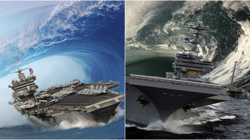 How MONSTER WAVES Fail to Sink US Navy’s Largest Aircraft Carriers During Rough Seas