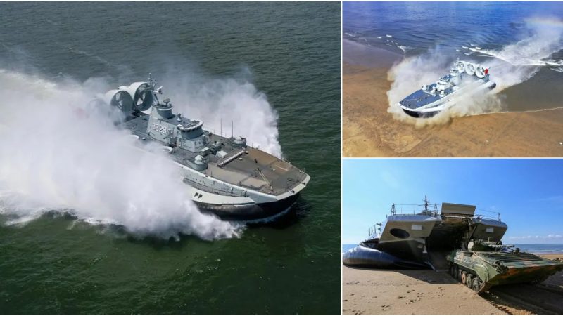 Chinese PLA Southern Theater Command Type 726 LCAC Conducts Beach Landing Training