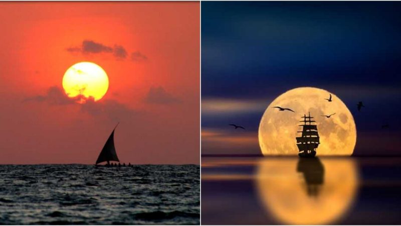 Celestial Harmony: Capturing the Moon’s Mesmerizing Dance with Sailboats