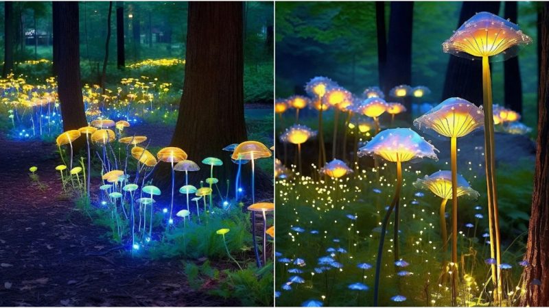 Exploring Nature’s Magic: Enchanting Fairy Lights and Radiant Mushrooms in the Forest