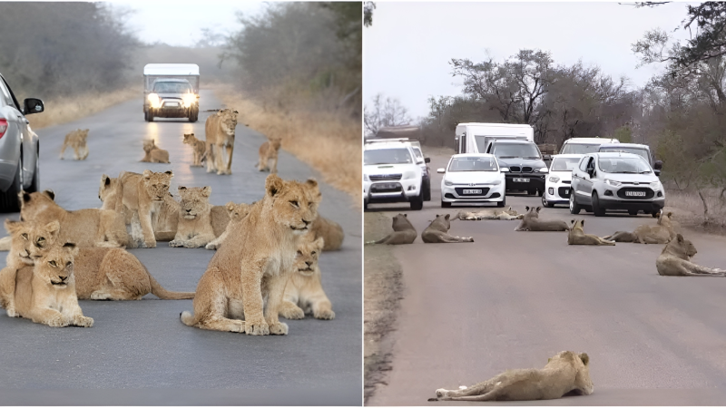 Roaring Majesty: Kruger Park’s Unforgettable Encounter with the Largest Lion Pride