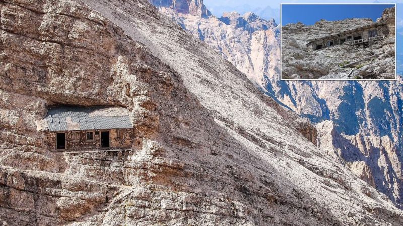 Pictured: Incredible Alpine refuge from World War I embedded in the sheer rockface of a mountain in Italy’s Dolomites